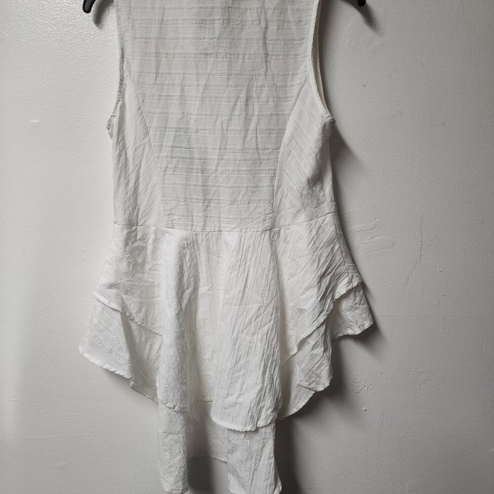 NEW Available by Angela Fashion White Sleeveless Top Lexie Hi Low Hem Small - Picture 5 of 8